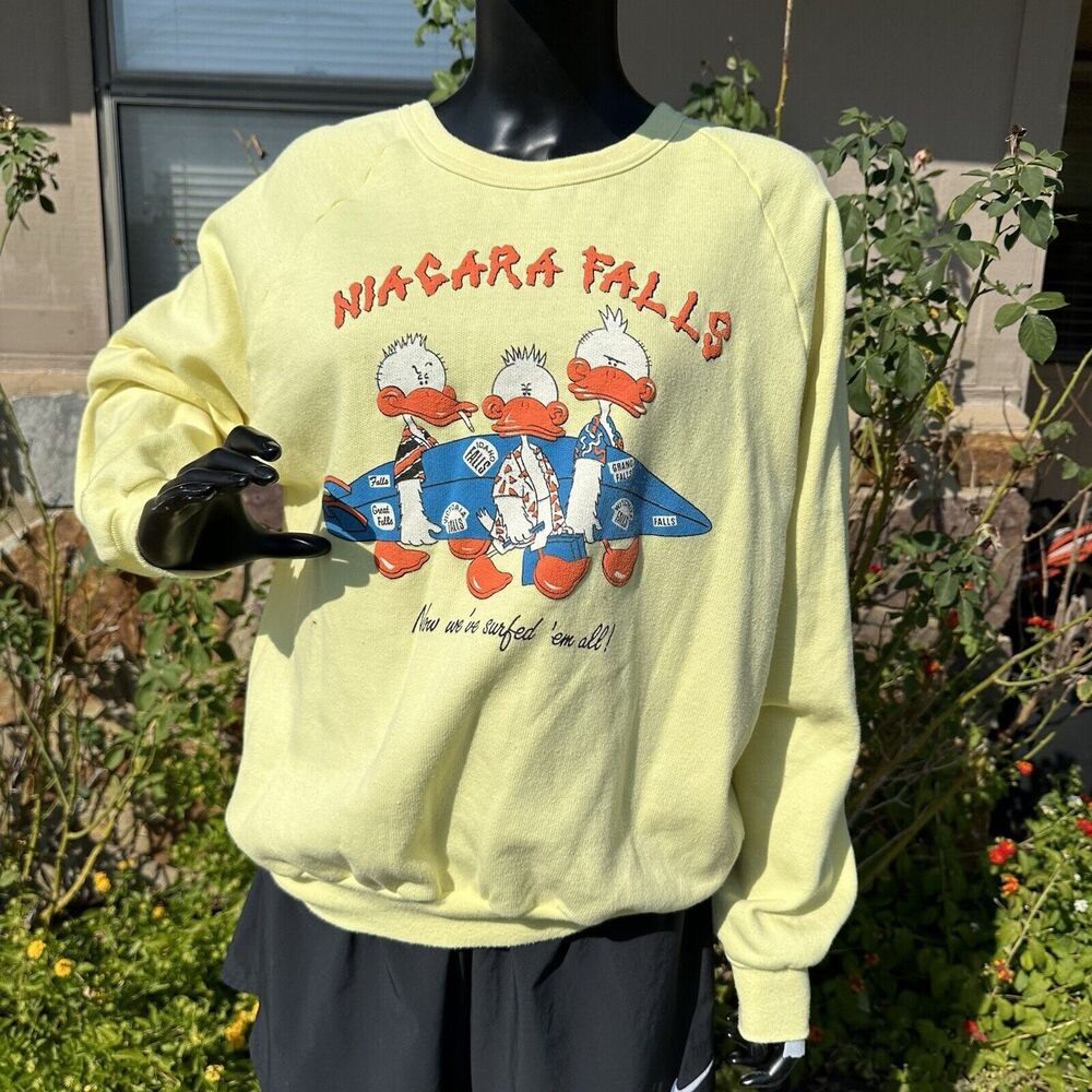 Vtg Hampstead House Niagara Falls Sweatshirt XL Canada Duck Travel Tourist‎ Surf